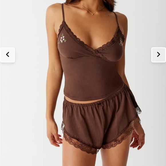 Frankies bikinis sleepy mini shorts in brown - Picture 1 of 3